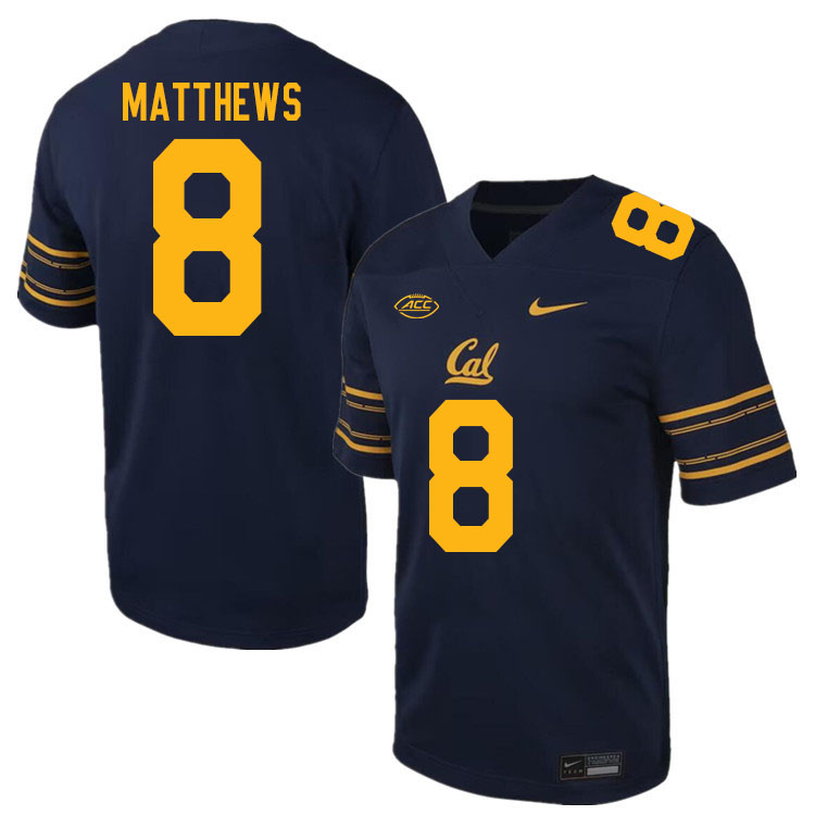 California Golden Bears #8 Mikey Matthews ACC Conference College Football Jerseys Stitched-Navy